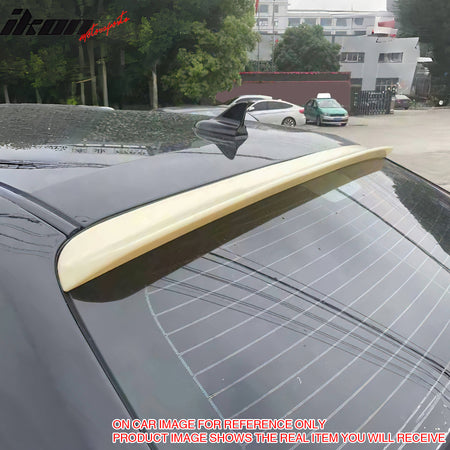 IKON MOTORSPORTS, Rear Window Roof Spoiler Compatible with 2008-2023 Dodge Challenger, Carbon Fiber Print ABS Plastic Top Roofline Windshield Visor Spoiler Wing