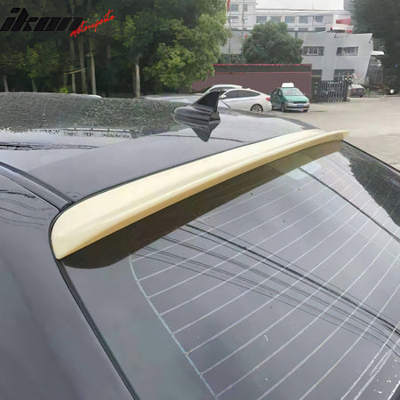 IKON MOTORSPORTS, Rear Window Roof Spoiler Compatible with 2008-2023 Dodge Challenger, Gloss Black ABS Plastic Top Roofline Windshield Visor Spoiler Wing