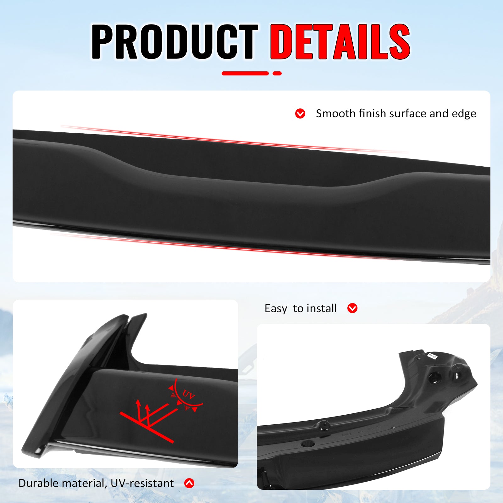 For 12-18 Ford Focus Hatchback RS Style Gloss Black Rear Window Roof Spoiler ABS