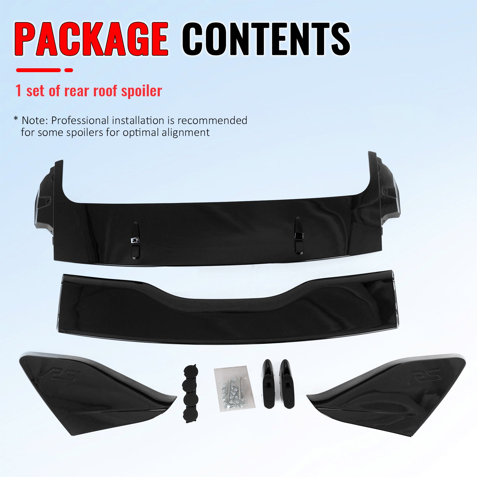 For 12-18 Ford Focus Hatchback RS Style Gloss Black Rear Window Roof Spoiler ABS