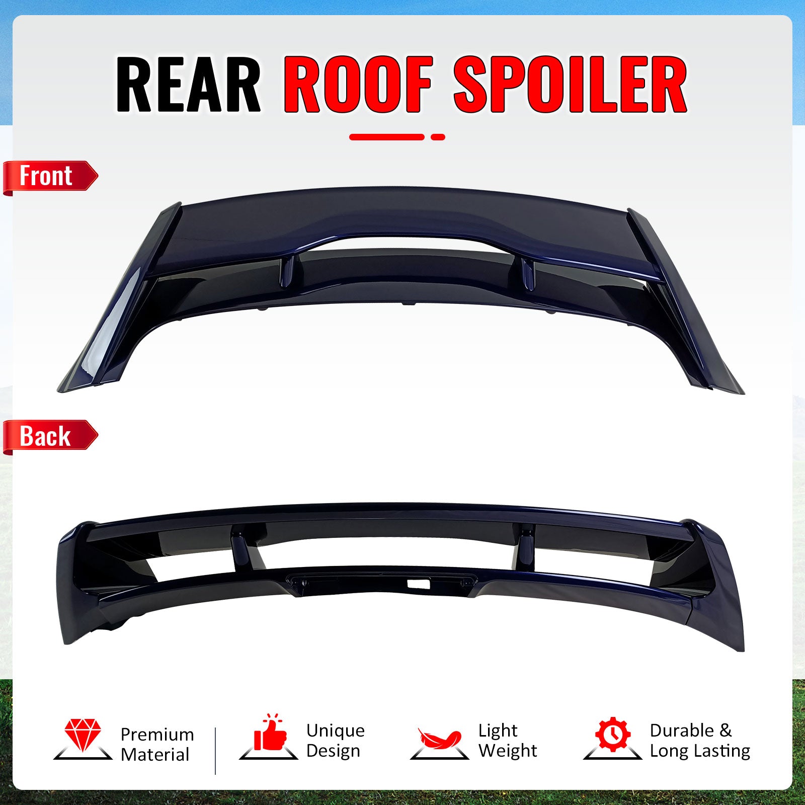 Fits 12-18 Ford Focus MK3 Hatchback RS Style Roof Spoiler Painted #L6 Kona Blue