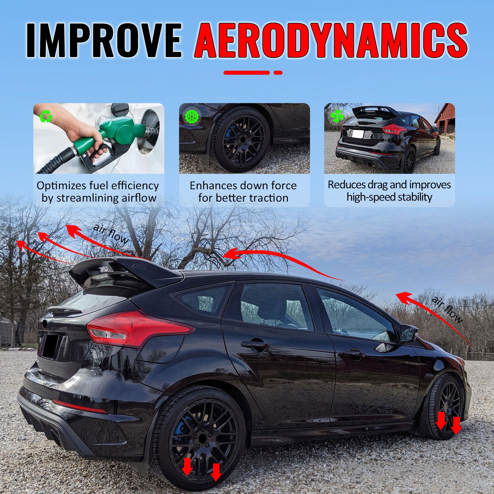 Fits 12-18 Ford Focus MK3 Hatchback RS Style Roof Spoiler Painted #L6 Kona Blue