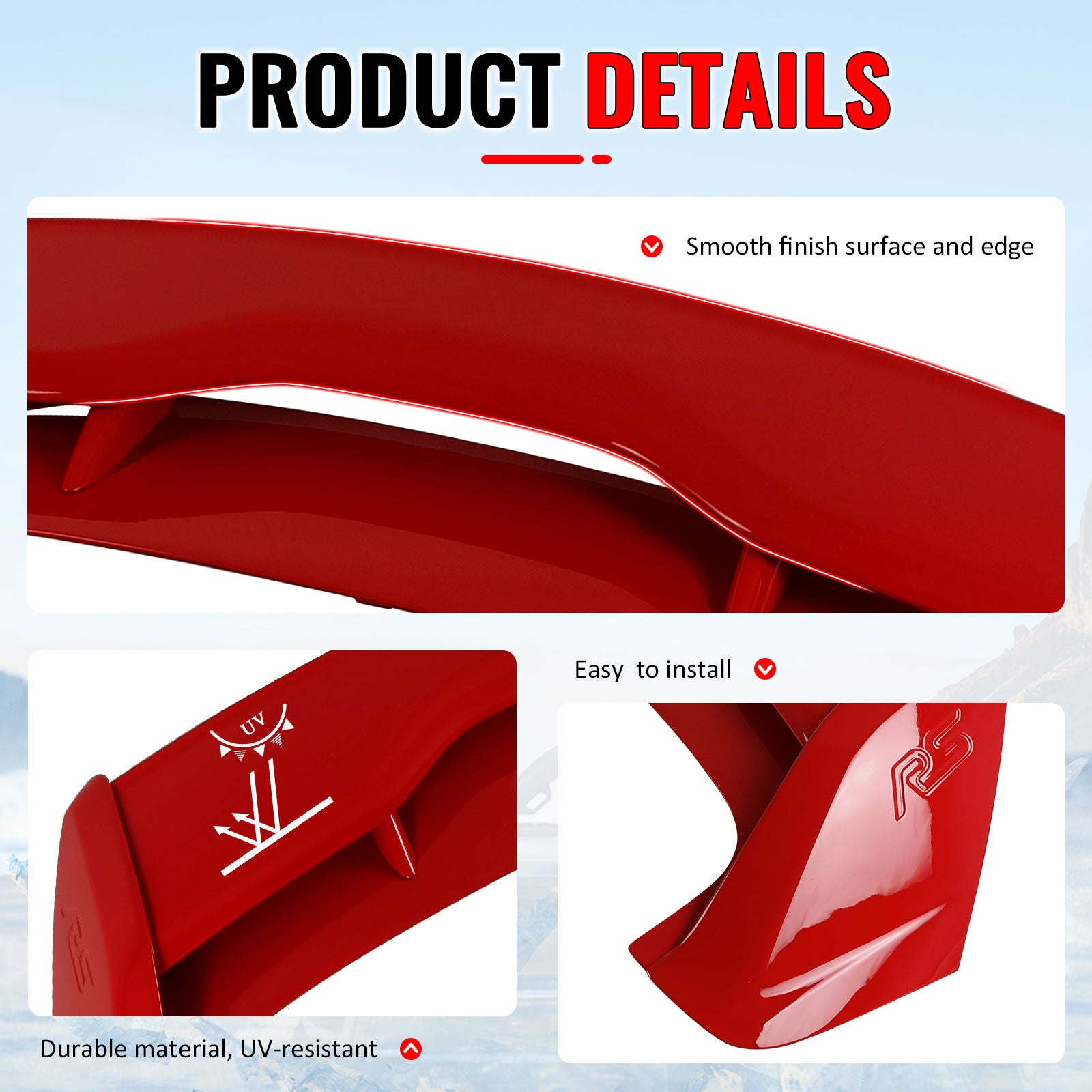 Fits 12-18 Ford Focus MK3 Hatchback RS Style Roof Spoiler Painted #PQ Race Red