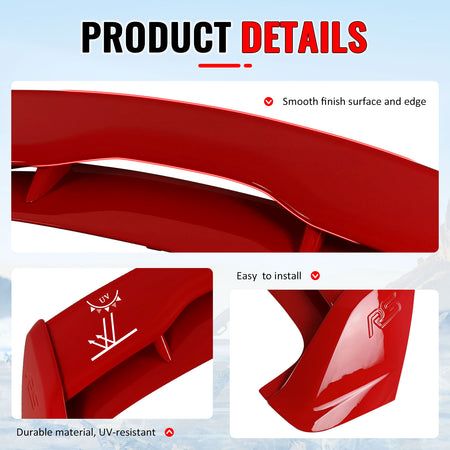Fits 12-18 Ford Focus MK3 Hatchback RS Style Roof Spoiler Painted #PQ Race Red
