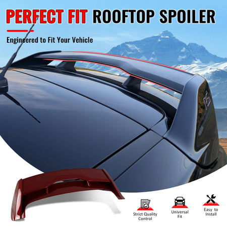 IKON MOTORSPORTS, Roof Spoiler Compatible with 2012-2018 Ford Focus, RS Style Painted #RR Ruby Red Metallic ABS Black Rear Window Wing, 2013 2014 2015 2016 2017