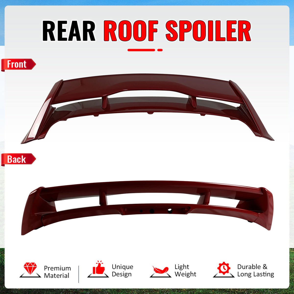 Fits 12-18 Ford Focus MK3 Hatchback RS Style Roof Spoiler Painted #RR Ruby Red