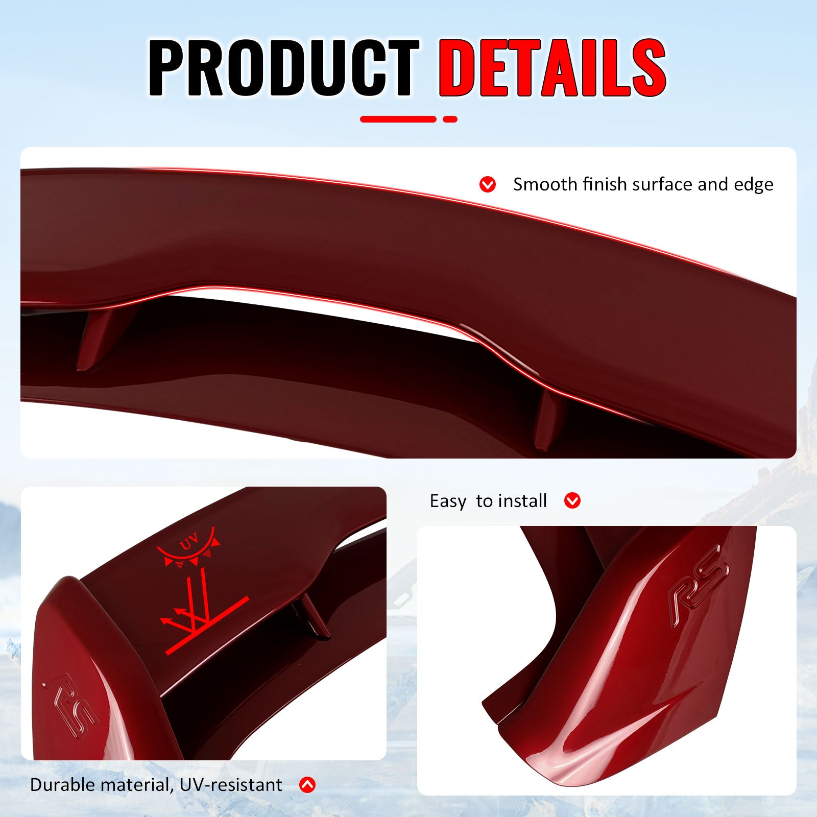 Fits 12-18 Ford Focus MK3 Hatchback RS Style Roof Spoiler Painted #RR Ruby Red