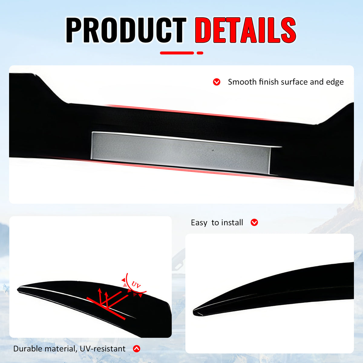 Fits 13-18 Ford Focus ST V Style Rear Roof Window Spoiler Wing ABS Gloss Black