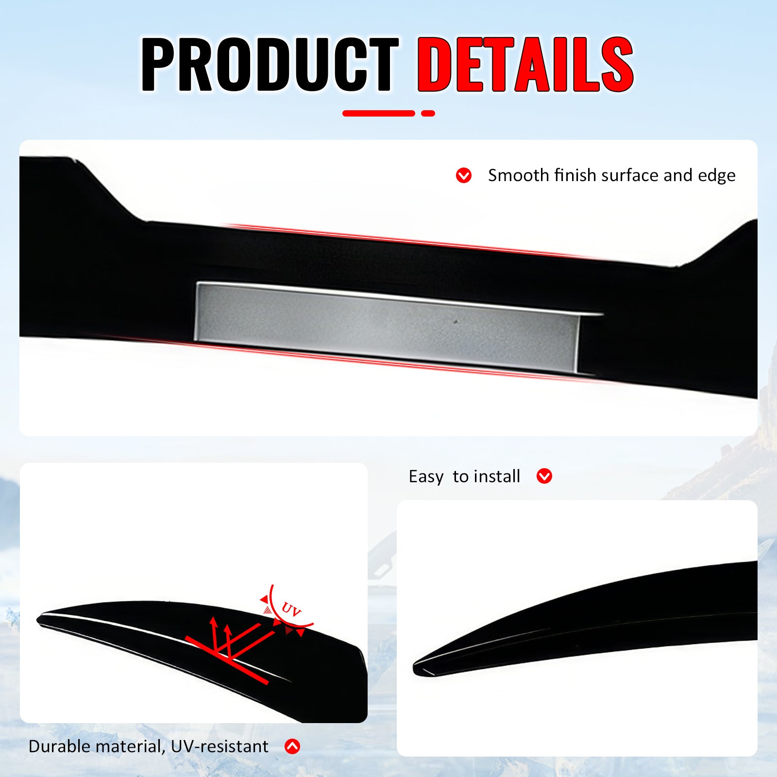 Fits 13-18 Ford Focus ST V Style Rear Roof Window Spoiler Wing ABS Gloss Black