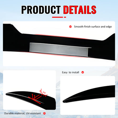 Fits 13-18 Ford Focus ST V Style Rear Roof Window Spoiler Wing ABS Gloss Black