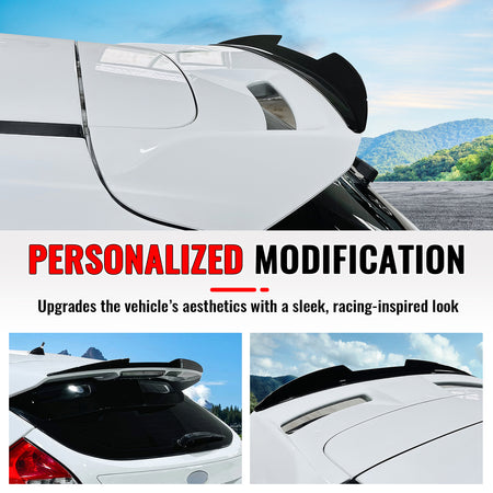 Fits 13-18 Ford Focus ST V Style Rear Roof Window Spoiler Wing ABS Gloss Black