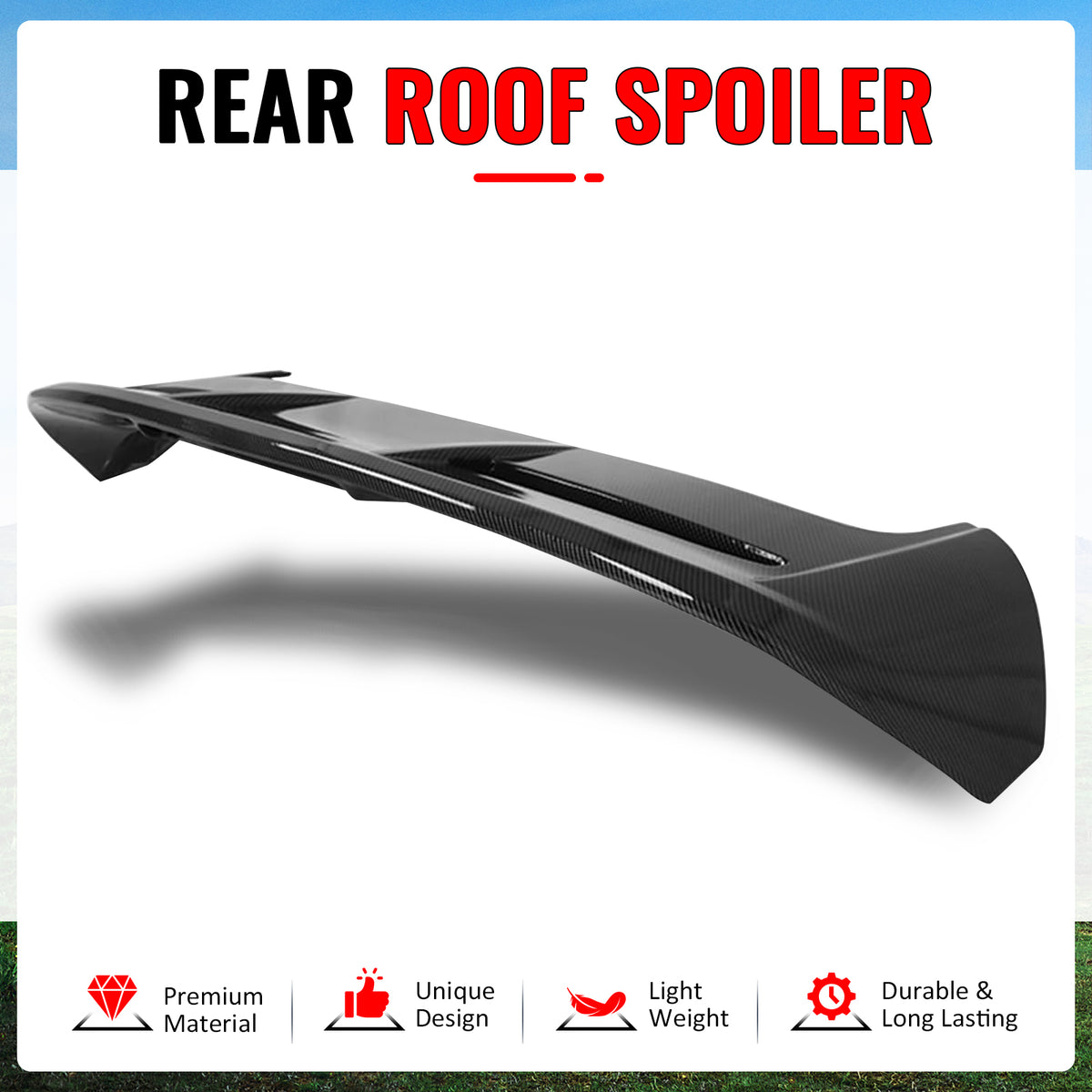 Fits 11-19 Ford Fiesta Hatchback ST Style Rear Roof Spoiler Carbon Fiber Print