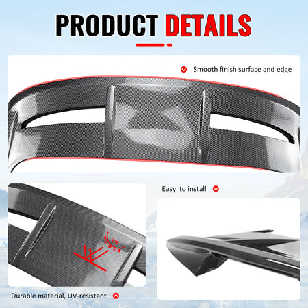 Fits 11-19 Ford Fiesta Hatchback ST Style Rear Roof Spoiler Carbon Fiber Print