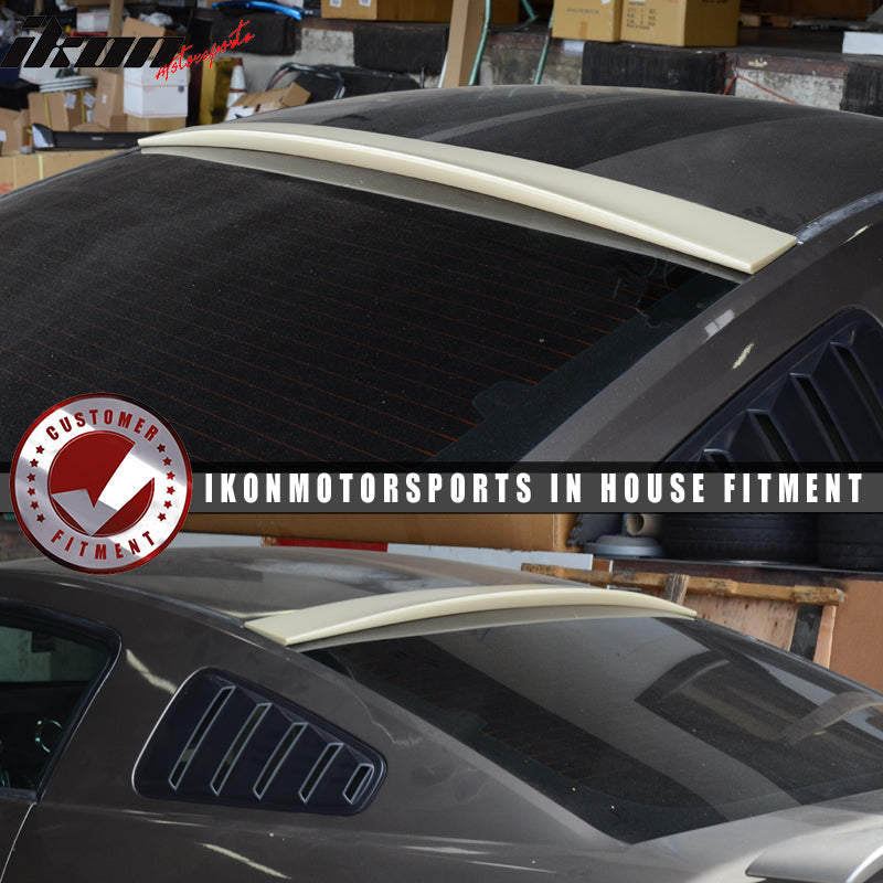 IKON MOTORSPORTS, Roof Spoiler Compatible With 2005-2014 Ford Mustang Coupe 2-Door, DS Style ABS Roof Window Visor