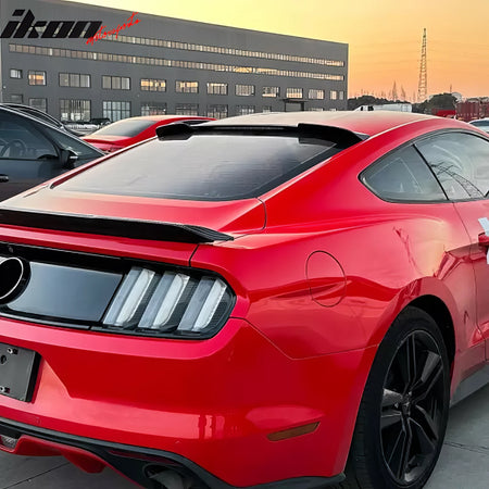 Fits 15-23 Ford Mustang Coupe IKON2 Style Rear Roof Spoiler Wing Gloss Black ABS