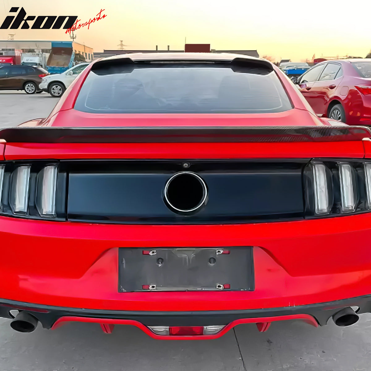 Fits 15-23 Ford Mustang Coupe IKON2 Style Rear Roof Spoiler Wing Gloss Black ABS