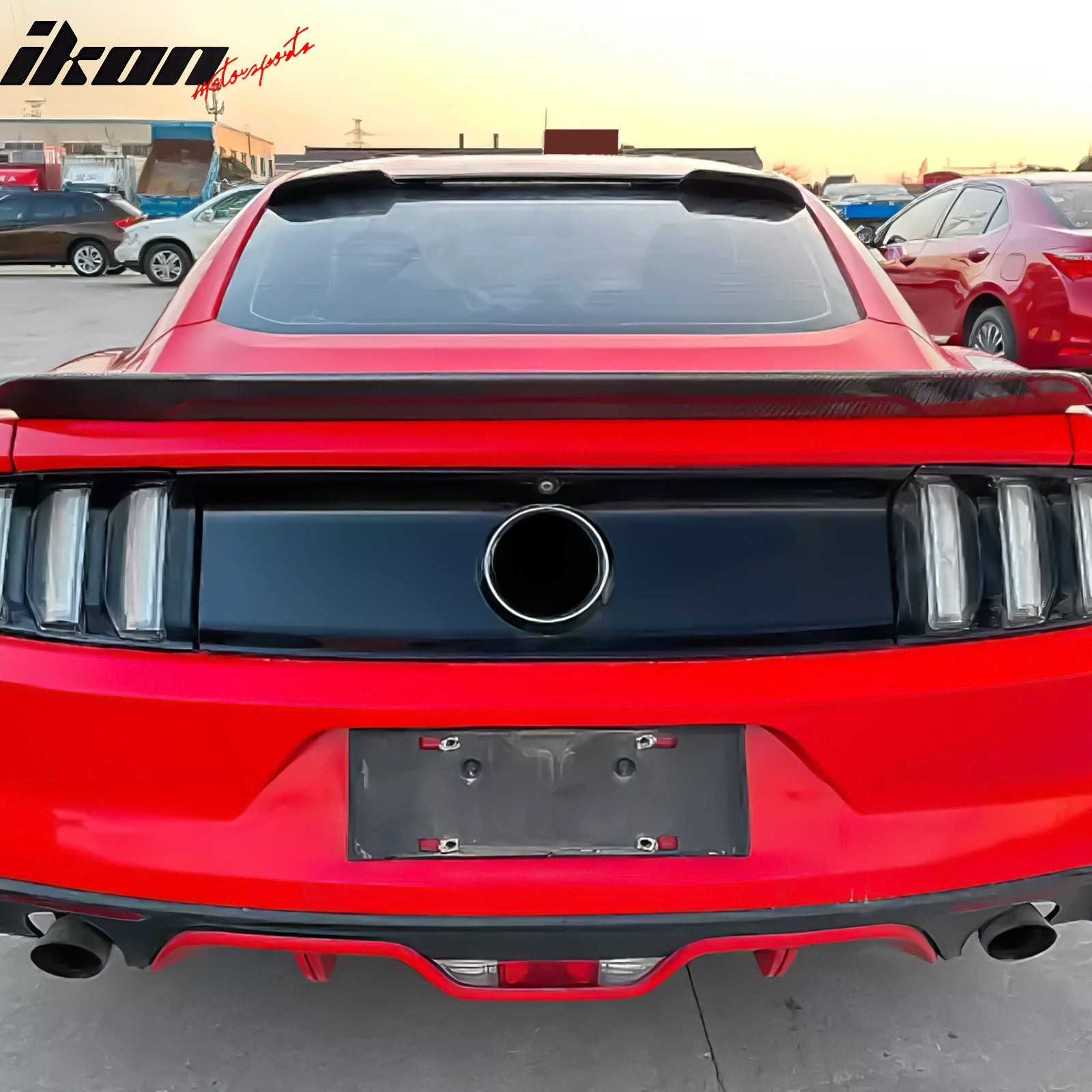 Fits 15-23 Ford Mustang Coupe IKON2 Style Rear Roof Spoiler Wing Gloss Black ABS