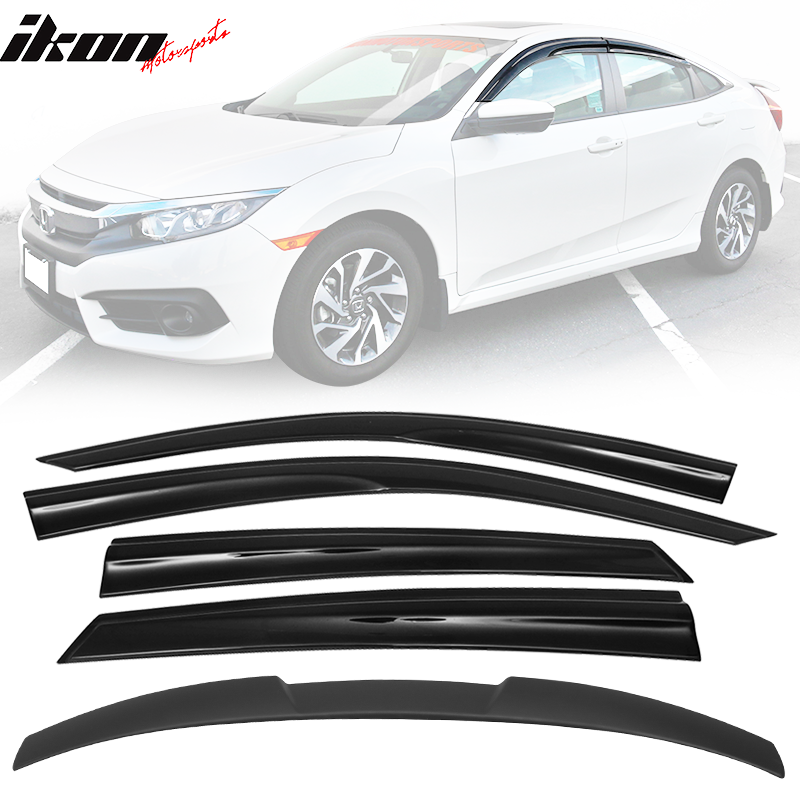 2016-2021 Honda Civic X 10th Gen Sedan  Roof Spoiler MUG Window Visor