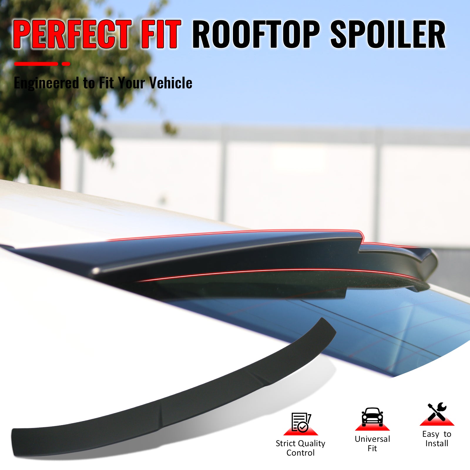 IKON MOTORSPORTS, Rear Window Roof Spoiler Compatible with 2016-2021 Honda Civic Sedan 4-Door, JDM Style Matte Black ABS Top Roofline Windshield Visor Spoiler Wing