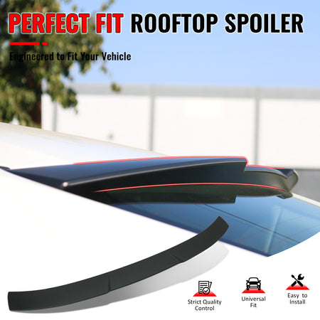 IKON MOTORSPORTS, Rear Window Roof Spoiler Compatible with 2016-2021 Honda Civic Sedan 4-Door, JDM Style Matte Black ABS Top Roofline Windshield Visor Spoiler Wing