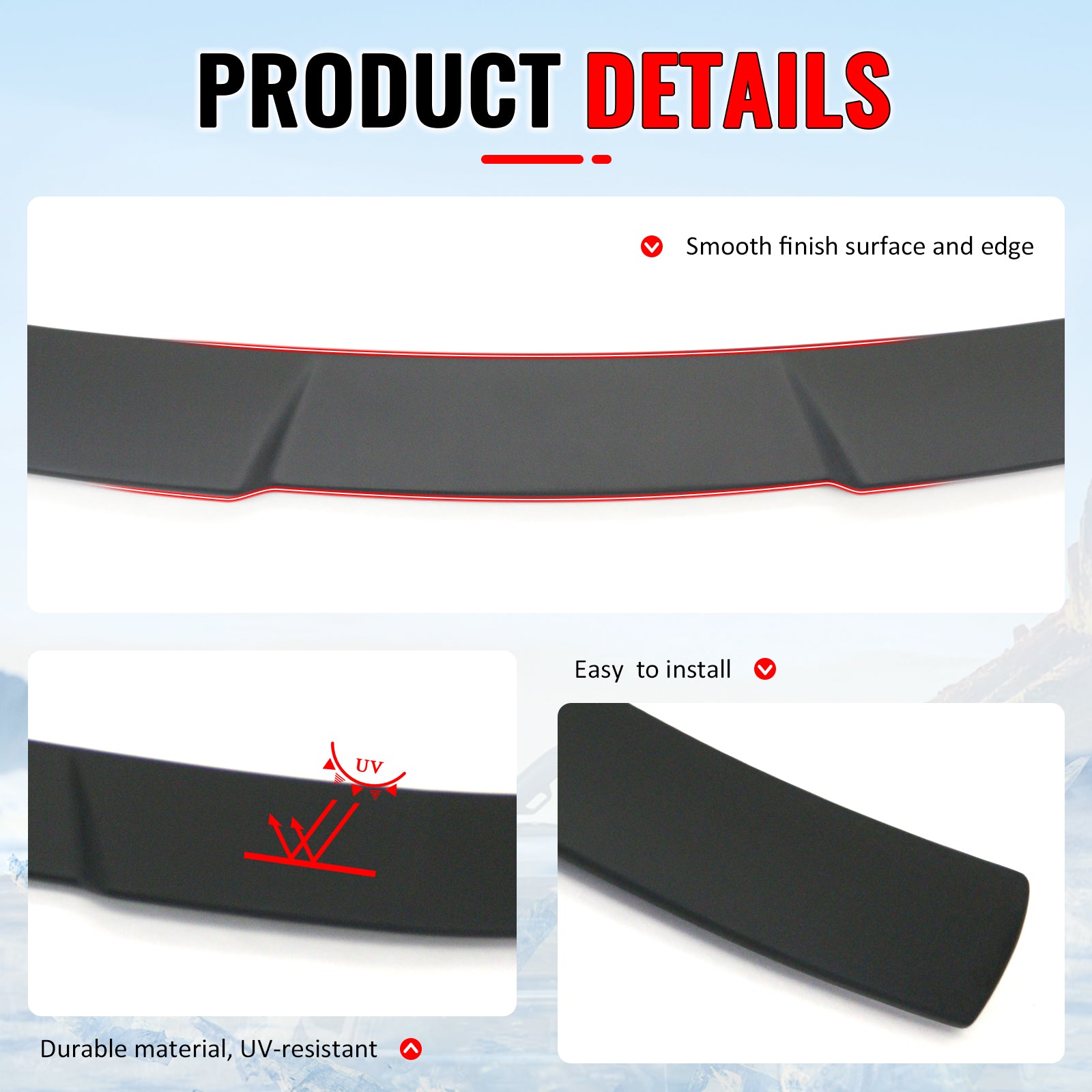 Fits 16-21 Honda Civic Sedan 4Dr JDM Style Rear Roof Spoiler Lip Matte Black ABS