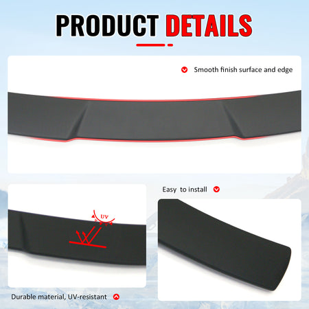 Fits 16-21 Honda Civic Sedan 4Dr JDM Style Rear Roof Spoiler Lip Matte Black ABS