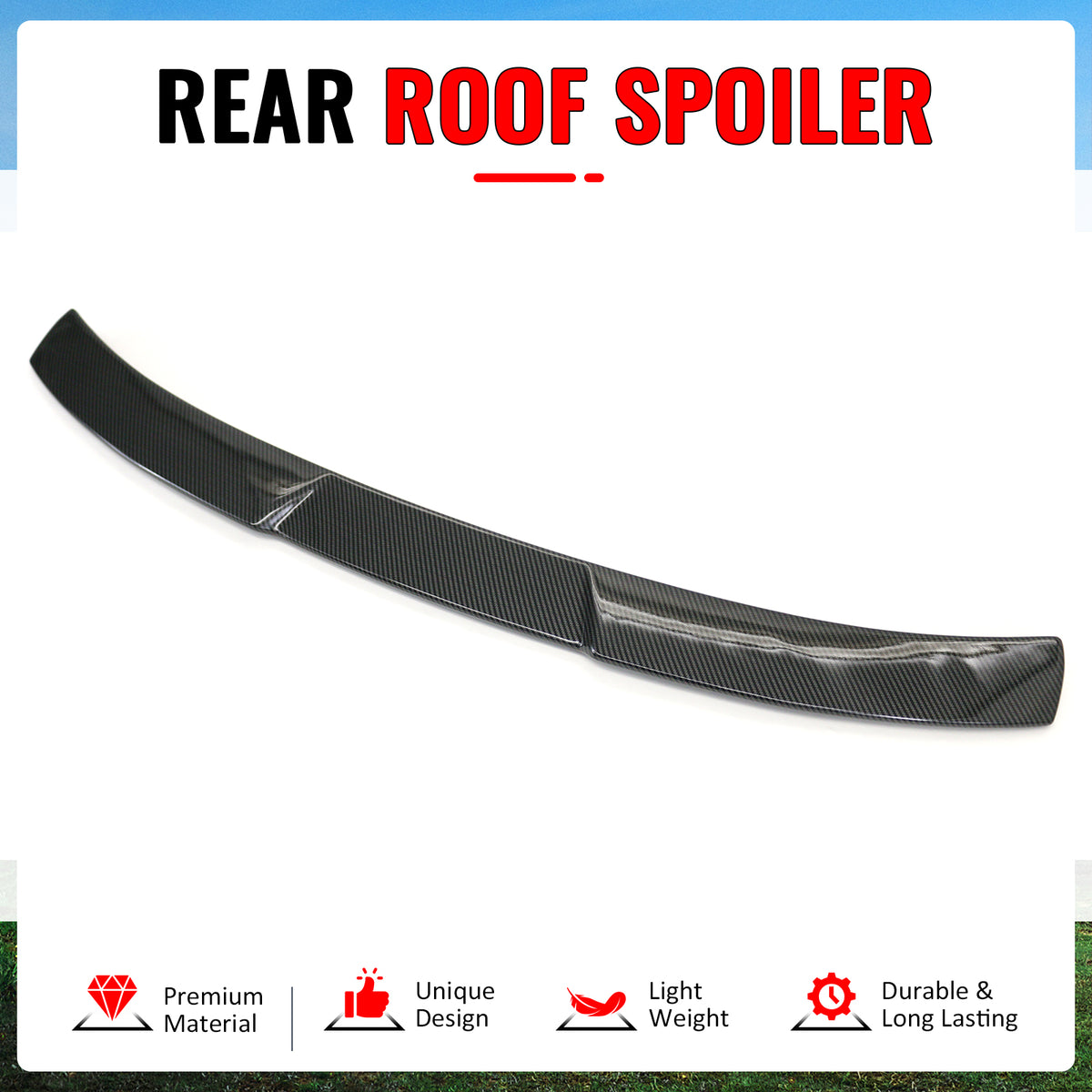 Fits 16-21 Honda Civic Sedan JDM Style Rear Roof Spoiler Lip Carbon Fiber Print