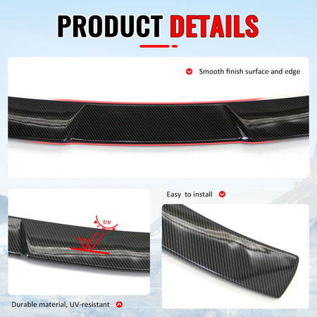 Fits 16-21 Honda Civic Sedan JDM Style Rear Roof Spoiler Lip Carbon Fiber Print