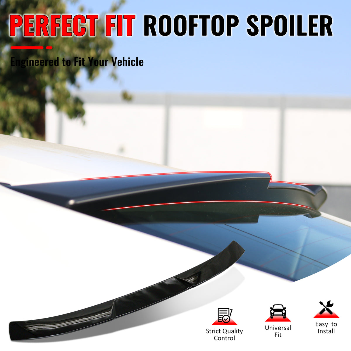 IKON MOTORSPORTS, Rear Window Roof Spoiler Compatible with 2016-2021 Honda Civic Sedan 4-Door, JDM Style Gloss Black ABS Top Roofline Windshield Visor Spoiler Wing