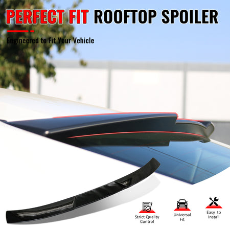 IKON MOTORSPORTS, Rear Window Roof Spoiler Compatible with 2016-2021 Honda Civic Sedan 4-Door, JDM Style Gloss Black ABS Top Roofline Windshield Visor Spoiler Wing