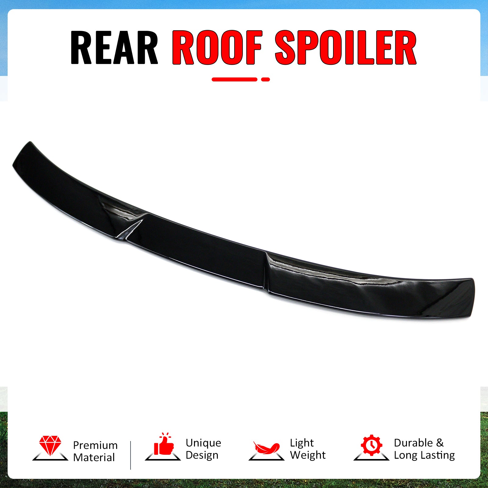 Fits 16-21 Honda Civic Sedan 4Dr JDM Style Rear Roof Spoiler Lip Gloss Black ABS