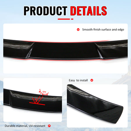 Fits 16-21 Honda Civic Sedan 4Dr JDM Style Rear Roof Spoiler Lip Gloss Black ABS