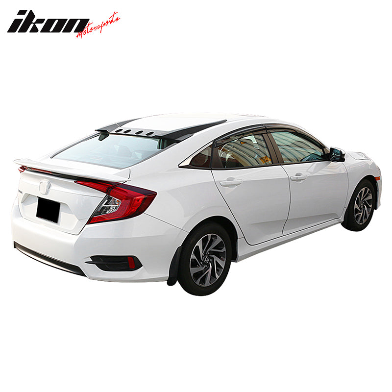 IKON MOTORSPORTS, Roof Spoiler Compatible With 2016-2021 Honda Civic 4Dr Sedan, Rear Roof Window Spoiler Wing Replacement ABS Plastic TR Style Painted #B529P Fiji Blue Pearl, 2017 2018 2019 2020