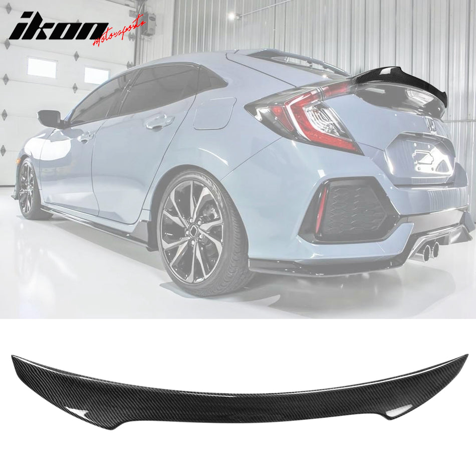 2017-21 Honda Civic X Hatchback V Style Rear Spoiler Wing Carbon Fiber