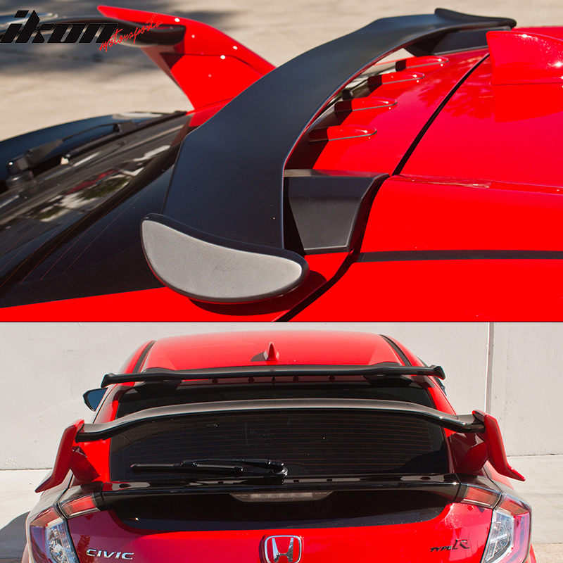 Roof Spoiler Compatible With 2017-2021 Honda Civic Hatchback 5Dr, TR Style ABS Top Roof Spoiler Wing by IKON MOTORSPORTS