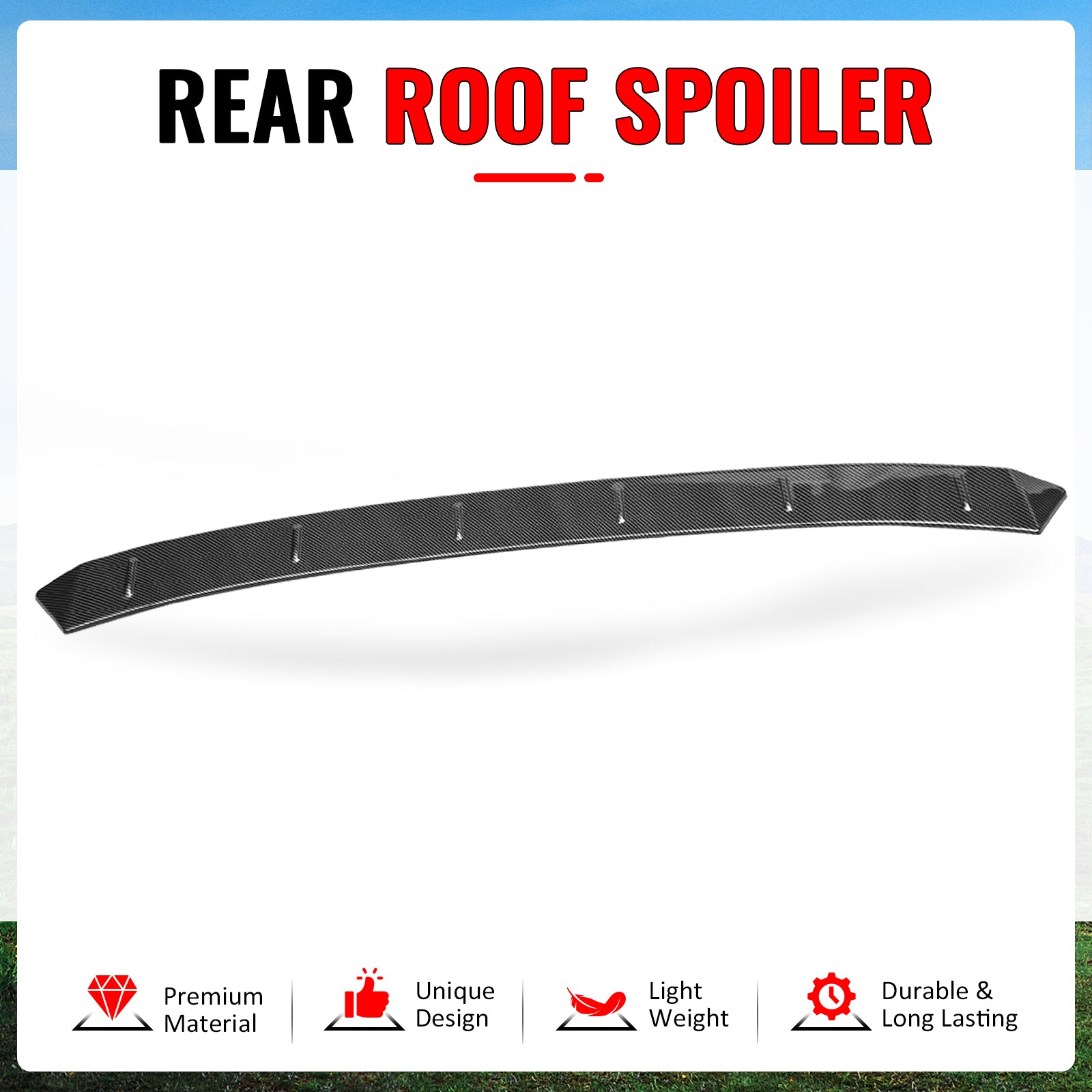 For 22-26 Honda Civic FL Type R Hatchback V Style Roof Spoiler Carbon Fiber Look