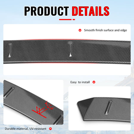 For 22-26 Honda Civic FL Type R Hatchback V Style Roof Spoiler Carbon Fiber Look