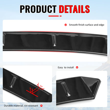 Fits 22-26 Honda Civic FL Type R Hatchback V Style Roof Spoiler Gloss Black ABS