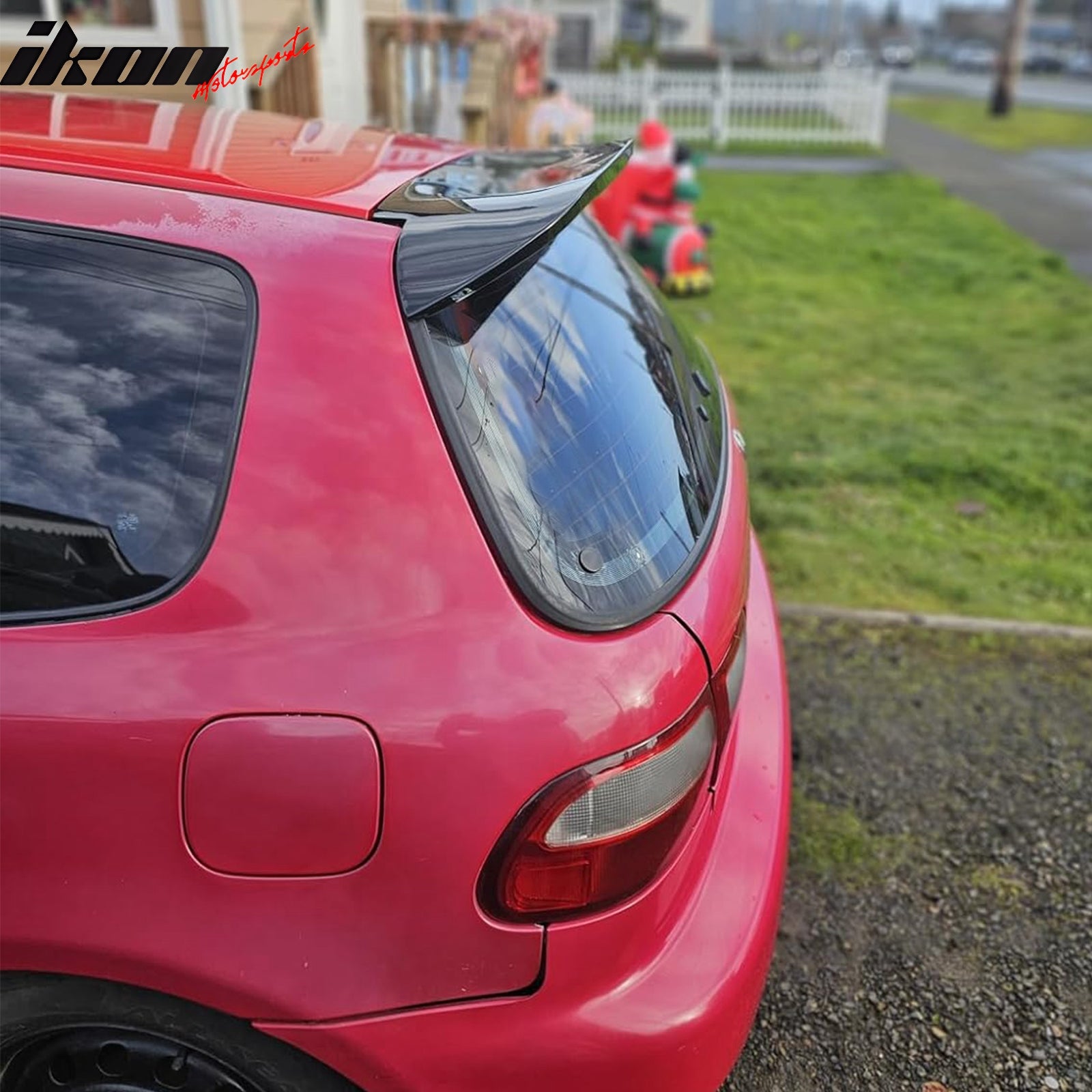 Fits 92-95 Honda Civic Hatchback Rear Roof Window Spoiler Wing ABS Gloss Black