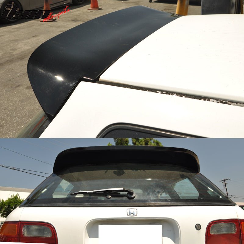 Fits 92-95 Honda Civic Hatchback Rear Roof Window Spoiler Wing ABS Gloss Black