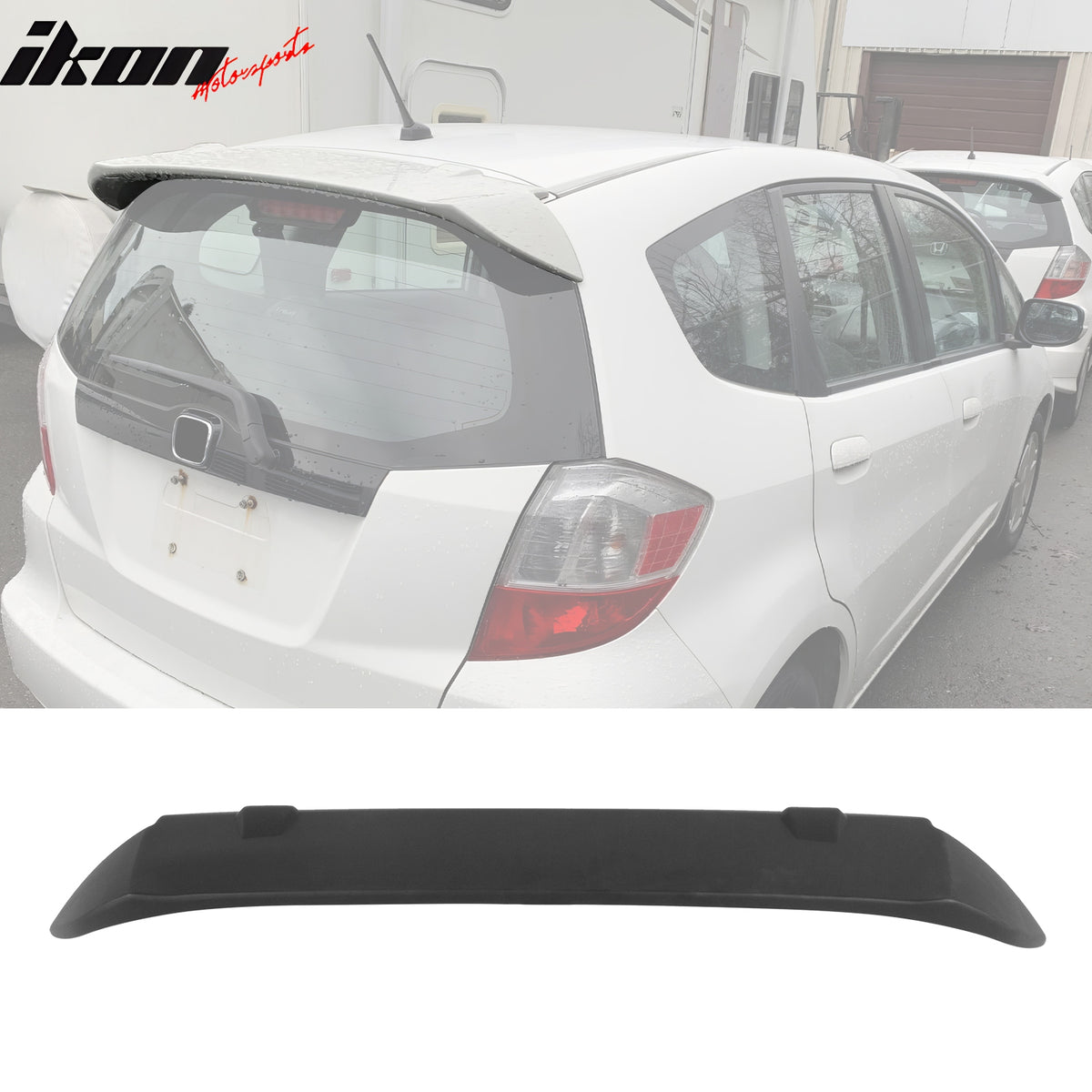 IKON MOTORSPORTS, Rear Window Roof Spoiler Compatible with 2009-2013 Honda Fit, Sport OE Style ABS Top Roofline Windshield Visor Spoiler Wing