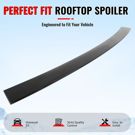IKON MOTORSPORTS, Rear Window Roof Spoiler Compatible with 2012-2017 Hyundai Accent Sedan 4-Door Only, Gloss Black ABS Plastic Add-on Top Roofline Windshield Visor Spoiler Wing