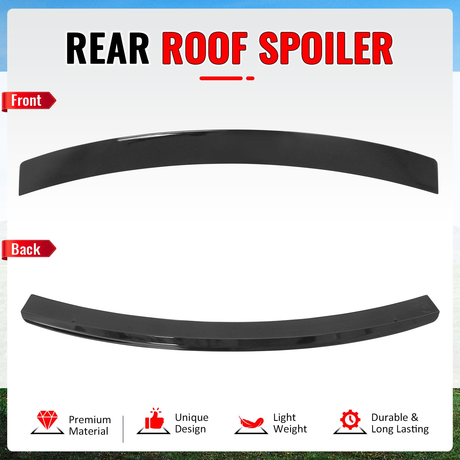 Fits 2012-2017 Hyundai Accent Sedan Gloss Black Rear Window Roof Spoiler ABS