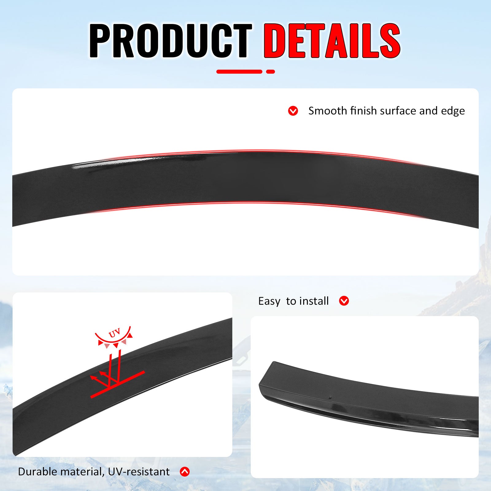 Fits 2012-2017 Hyundai Accent Sedan Gloss Black Rear Window Roof Spoiler ABS