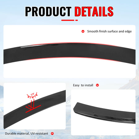 Fits 2012-2017 Hyundai Accent Sedan Gloss Black Rear Window Roof Spoiler ABS
