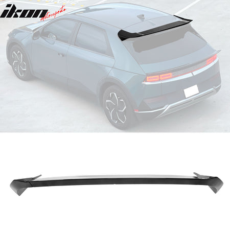 IKON MOTORSPORTS, Roof Spoiler Compatible With 2022-2024 Hyundai Ioniq 5, 3PCS IKON Style Black ABS Rear Window Spoiler Guard