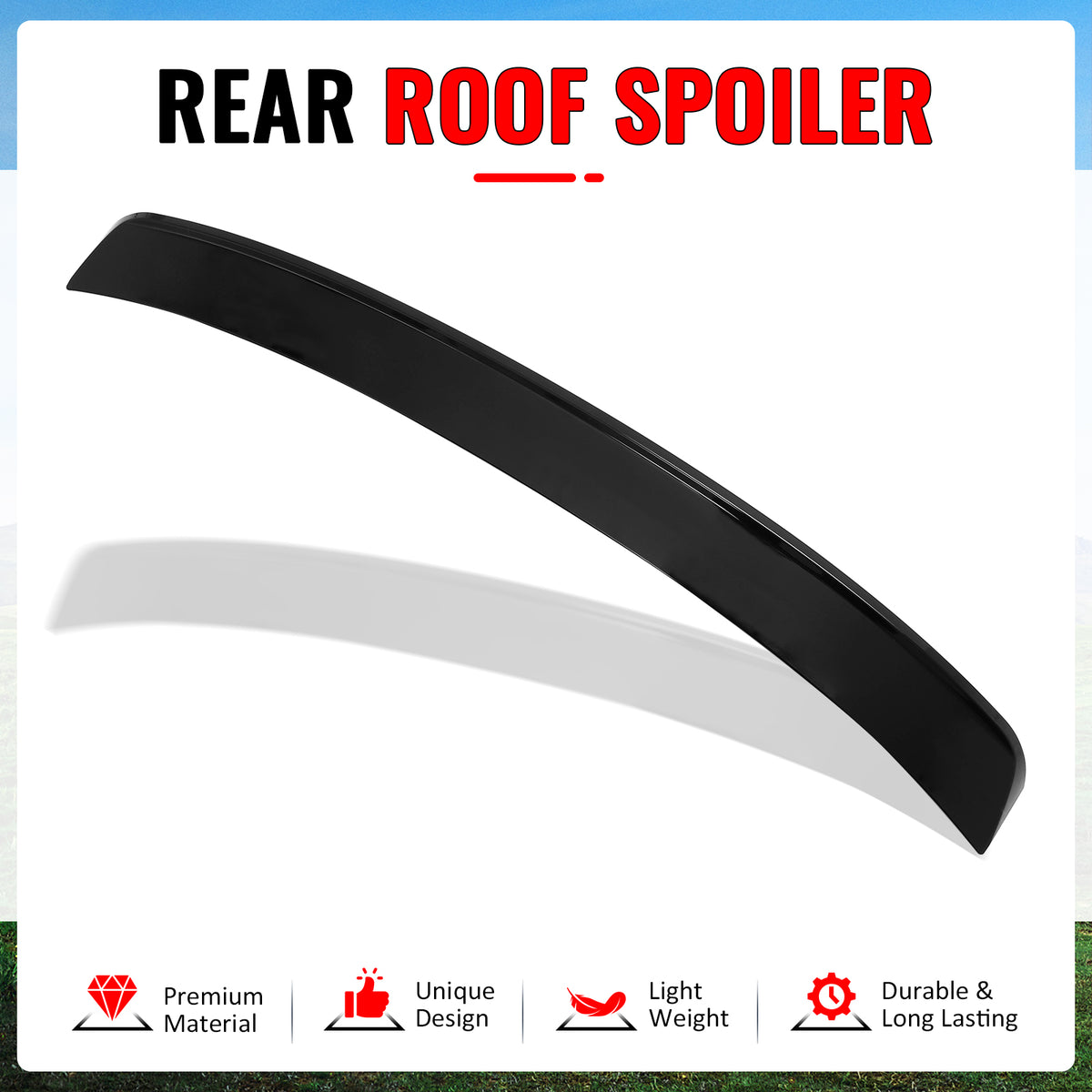 Fits 14-24 Infiniti Q50 Sedan Gloss Black Roof Spoiler Rear Window Wing Lip ABS