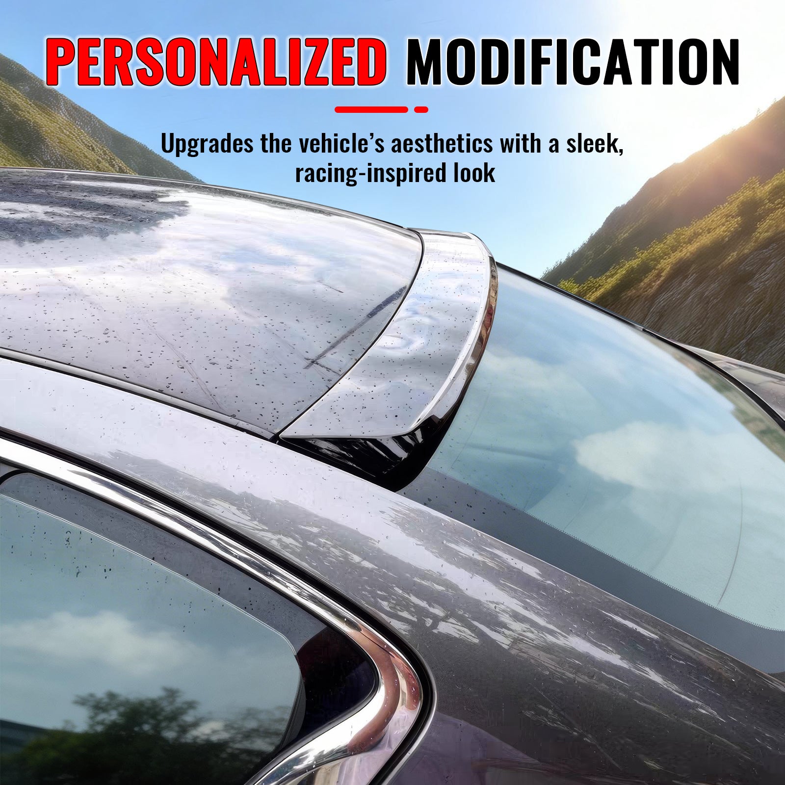 Fits 14-24 Infiniti Q50 Sedan Gloss Black Roof Spoiler Rear Window Wing Lip ABS