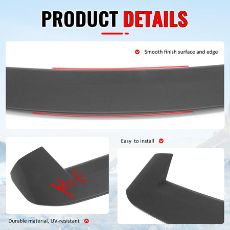 Fits 21-27 Jeep Grand Cherokee L WL75 IKON Window Roof Spoiler ABS Unpainted