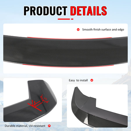 Fits 21-27 Jeep Grand Cherokee L WL75 Window Roof Spoiler ABS Carbon Fiber Print